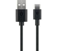 Goobay 59118 Câble de charge et de synchronisation USB-C™, 0,5 m, noir - connecte les appareils équipés de connecteurs USB-C™ et USB-A entre eux