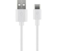 Goobay 59132 Câble de charge et de synchronisation USB-C™, 3 m, blanc - connecte les appareils équipés de ports USB-C™ et USB-A entre eux
