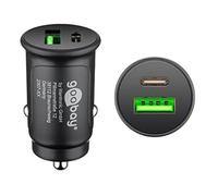goobay 59521 Chargeur de Voiture 2 Ports avec USB-C PD (Power Delivery), Mini Chargeur Double USB, Voiture et Camion (12 V/24 V), 27 W, Noir