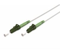 Goobay 59591 Câble à fibre optique (FTTH), monomode (OS2) blanc, blanc (simplex), 25 m fibre optique (FO), LC-APC (8°) mâle > LC-APC (8°) mâle, gaine de câble sans halogène (LSZH)