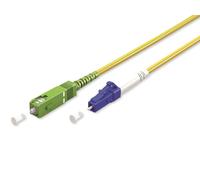 Goobay 59652 Câble à fibre optique (FTTH), monomode (OS2) jaune, (simplex), 10 m, 10 m, jaune - connecteur SC-APC (8°) > connecteur LC-UPC, gaine de câble sans halogène (LSZH), fibre optique (L