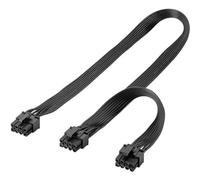 goobay 59714 Câble d'alimentation 8 Broches Femelle vers Double 6+2 mâles pour câble PCIe/câble à Double Carte Graphique 6 Broches et 8 Broches/PCI Express/Noir / 1 x 23 cm 1 x 63 cm
