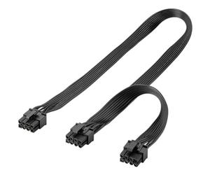 goobay 59714 Câble d'alimentation 8 Broches Femelle vers Double 6+2 mâles pour câble PCIe/câble à Double Carte Graphique 6 Broches et 8 Broches/PCI Express/Noir / 1 x 23 cm 1 x 63 cm