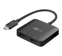 goobay 60173 Adaptateur USB C vers HDMI/Distributeur USB 4K @ 60Hz pour Ordinateur Portable vers 2 écrans/Hub HDMI 2 Ports 32,4 Gbits/Station d'accueil HDMI/Noir