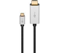 Goobay 60175 câble vidéo et adaptateur 3 m USB Type-C HDMI Type A (Standard) Argent, Noir