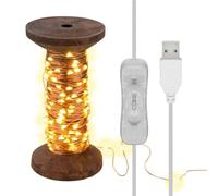 goobay 60342 Guirlande lumineuse LED Bobine de fil, grande/lampe décorative rétro/décoration d'intérieur stylée/lumière blanche chaude et apaisante/bois véritable