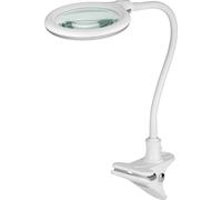 Goobay 60365 Lampe loupe à pince LED, 6 W, blanc, 1.5 m - 480 lm, lentille en verre 100 mm, grossissement 1,75 fois, 3 dioptries