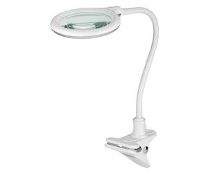 goobay 60365 LED magnifying lamp with clamp/plastic magnifying lamp / 6 W power consumption, color temperature 6200 K/luminous flux 480 lm/operating voltage 230 V (AC) / white