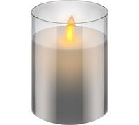 Goobay 60370 Bougie LED en cire véritable dans un verre, 7,5 x 10 cm magnifique solution d'éclairage sûre pour de nombreux domaines comme la maison et la loggia, les bureaux ou les écoles