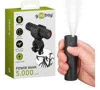Goobay Goobay 60656 Powerbank für Fahrrad 5000 mAh Bike Fahrradhalterung USB Buchse PD Powerbank (batterie supplémentaire) 5000 mAh Li-Ion noir affichage du