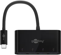 Goobay 61073 Adaptateur multiport 4 ports USB-C™, noir - étend un port USB-C™ à quatre ports USB-A (USB 3.0)
