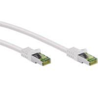 Goobay 61108 Câble patch RJ45 avec câble brut CAT 8.1-S/FTP, blanc, 7.5 m - conducteur en cuivre, gaine de câble sans halogène LSZH, connecteur RJ45 (CAT 6A)