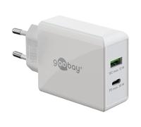 Goobay Chargeur secteur 61674 – Double USB‑C PD 30W, Quick Charge pour iPhone, Samsung – Blanc