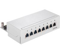 Goobay 62063 Panneau de brassage CAT 6a mini/desktop, 8 ports, gris - STP blindé, gris