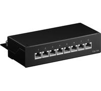 Goobay 62065 CAT 6a Panneau de brassage mini/desktop, 8 ports, noir - STP blindé, noir