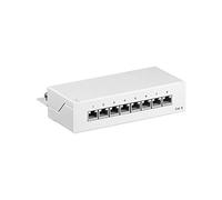 Goobay 62069 CAT 6 Panneau de Brassage Mini/Bureau, 8 Ports, Blanc, 160mm Largeur, 44mm Hauteur, 109mm Profondeur