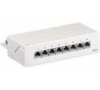 Goobay 62069 Panneau de brassage CAT 6 mini/desktop, 8 ports, blanc - STP blindé, blanc