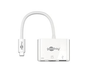 goobay 62104 Adaptateur USB-C Multiport HDMI, Alimentation Électrique, Blanc