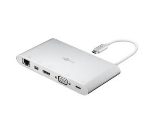 Goobay 62113 11 en 1 USB-C Hub refleja las señales de USB c a HDMI y dispositivos USB/apto para portátil, tableta, portátil, monitor, tv, teclado y para el Apple Mac Book y MacBook Pro/plata