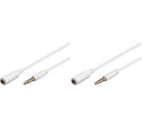 goobay 62359 Câble de Rallonge Audio et pour Casque AUX, 4 Pôles, 3.5 mm Slim, CU, 0.5 m Longueur de Câble (Lot de 2)
