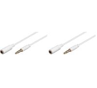 goobay 62363 Câble de Rallonge Audio et pour Casque AUX, 4 Pôles, 3.5 mm Slim, CU, 3 m Longueur de Câble (Lot de 2)