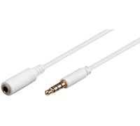 Goobay 62363 Rallonge casque et audio AUX, 4 broches 3,5 mm slim, CU, 3 m, blanc - jack 3,5 mm mâle (4 broches, stéréo) > jack 3,5 mm femelle (4 broches, stéréo)