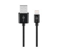 Goobay 63523 Câble Lightning vers USB A 1m Noir USB 2.0 480 Mbit/s Connecteurs Mâle Droit Certification CE, WEEE, MFi