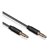 Goobay 63826 Câble de Connexion Audio AUX, 3.5 mm Stéréo, 4 Pôles, Slim, CU, 1 m Longueur de Câble