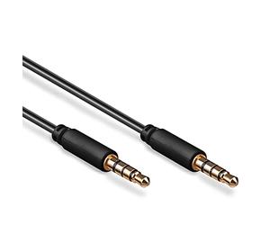 Goobay 63826 Câble de Connexion Audio AUX, 3.5 mm Stéréo, 4 Pôles, Slim, CU, 1 m Longueur de Câble