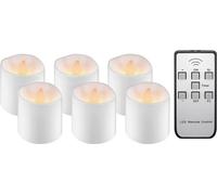 Goobay 64603 Lot de 6 bougies LED à réchaud, blanc, 1 m - Lot de bougies avec télécommande, pour l'intérieur (IP20), blanc chaud (2700 K), recharge via USB