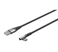 goobay 64657 - Câble USB-A vers USB-C avec angle de 90 °/chargeur rapide de 60 W et 20 V - Fiche métallique avec protection anti-torsion / 2 m