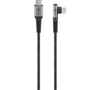 goobay 64659 - Câble USB-C vers USB-C avec angle de 90 °/chargeur rapide de 60 W et 20 V - Fiche métallique avec protection anti-torsion / 1 m