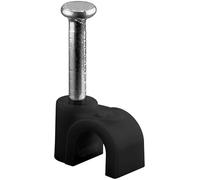 goobay 64677 Serre-câbles, Jeu de 100 / Support de câbles pour Fixation de câbles jusqu'à 4mm de diamètre/Serre-câbles avec Clou pour Mur, Coins et Montage en saillie / 100 pièces/Noir