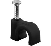goobay 64679 Serre-câbles, Jeu de 100 / Support de câbles pour Fixation de câbles jusqu'à 6mm de diamètre/Serre-câbles avec Clou pour Mur, Coins et Montage en saillie / 100 pièces/Noir