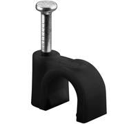 goobay 64680 Serre-câbles, Jeu de 100 / Support de câbles pour Fixation de câbles jusqu'à 7mm de diamètre/Serre-câbles avec Clou pour Mur, Coins et Montage en saillie / 100 pièces/Noir