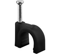 goobay 64682 Serre-câbles, Jeu de 100 / Support de câbles pour Fixation de câbles jusqu'à 9mm de diamètre/Serre-câbles avec Clou pour Mur, Coins et Montage en saillie / 100 pièces/Noir