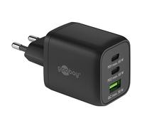 Goobay 64753 Chargeur Rapide multiport USB-C PD Nano (65 W) / 2 x USB-C PD 1 x USB-A Quick Charge/Adaptateur Secteur pour câbles de Charge iPhone et Autres téléphones Mobiles/Noir