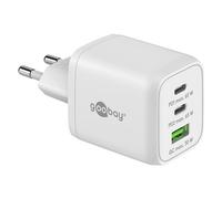 Goobay 64754 Chargeur Rapide multiport USB-C PD Nano (65 W) / 2 x USB-C PD 1 x USB-A Quick Charge/Adaptateur Secteur pour câbles de Charge iPhone et Autres téléphones Mobiles/Blanc