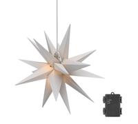 Goobay 64788 Étoile de Noël LED 3D, Ø 56 cm, sur piles, blanc-transparent, 2 m - Étoile extérieure avec minuterie et 18 branches, blanc chaud (3000 K), pour l'intérieur et l'extérieur (IP44),