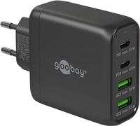 Goobay 64817 Chargeur Rapide multiport USB-C PB (68 W) / 2 x USB A 2 x USB C Entrée/avec 2 Ports USB-C PD (Power Delivery) / Chargeur GAN/Compatible avec iPhone, Samsung, Xiomi/Noir