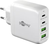 goobay 64818 USB-C PD Chargeur Rapide multiport 4 Ports (68W) / 2X USB-A 2X USB-C entrée/Power Delivery/Adaptateur Secteur pour câble Charge iPhone et Autres téléphones/Blanc