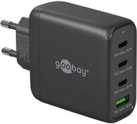 Goobay 64819 Chargeur Rapide multiport USB-C PB (68 W) / 1 x USB A 3 x USB C Entrée/avec 3 Ports USB-C PD (Power Delivery) / Chargeur GAN/Compatible avec iPhone, Samsung, Xiomi/Noir