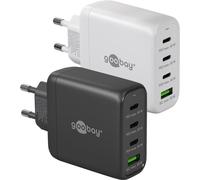 Goobay 64822 Chargeur rapide multiport USB-C™ PD GaN (68 W) blanc, blanc - 3x ports USB-C™ (Power Delivery) et 1x port USB-A (Quick Charge)