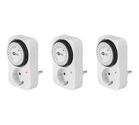 Goobay 64894 Lot de 3 minuteries analogiques pour l'intérieur - Minuterie intérieure - Minuterie réglable de 15 Minutes - Convient pour l'intérieur - LED de contrôle - Fonctionnement continu Possible