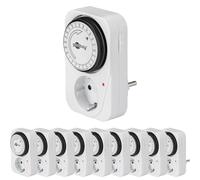 Goobay 64896 Lot de 10 minuteries analogiques pour l'intérieur - Minuterie intérieure - Minuterie réglable de 15 Minutes - Convient pour l'intérieur - LED de contrôle - Fonctionnement continu Possible