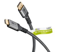 goobay 65269 DisplayPort 1.2 vers HDMI 2.0 / Résolutions jusqu'à 4K @ 50/60 Hz/Taux de transfert de données de 18 Gbit/s/Le câble est directionnel/Gris / 2m