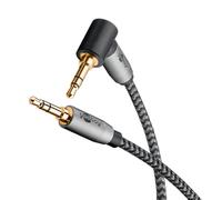 goobay 65283 Câble audio AUX/avec prise coudée à 90° Jack 3,5 mm en tissu pour téléphone portable/casque, console, 5M
