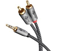 Goobay 65290 Plus Series Câble adaptateur audio AUX, prise jack 3,5 mm vers prise RCA stéréo, 5 m, 5 m, noir-argent - Prise jack 3,5 mm (3 broches, stéréo) > 2x prises RCA (lien audio)