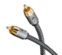 goobay 65296 Câble RCA mono 2m / Câble audio pour subwoofers Hi-Fi/Câble textile flexible/Câble coaxial numérique/Connexions plaquées or