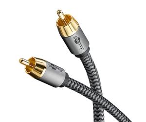 goobay 65296 Câble RCA mono 2m / Câble audio pour subwoofers Hi-Fi/Câble textile flexible/Câble coaxial numérique/Connexions plaquées or